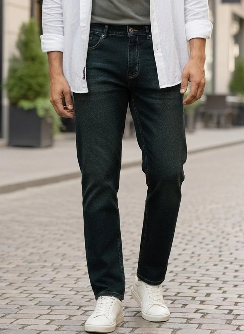 Urbano Fashion Men's Carbon Blue Regular Fit Heavy Washed Denim Jeans Stretchable